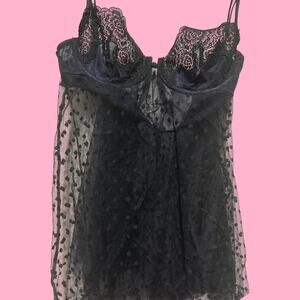 Victoria Secret Very Sexy Navy and Black lace babydoll top lingerie